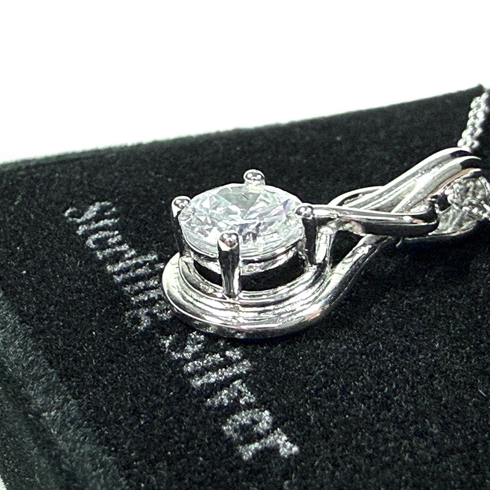 Sterling Silver Necklace Earrings Set CZ Pendant Mothers Day Gift (925 SS) - Picture 5 of 15